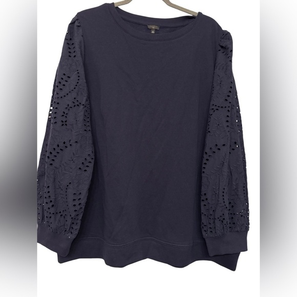 Talbots Tops - Talbots Plus Eyelet Sleeve Crewneck 2X
